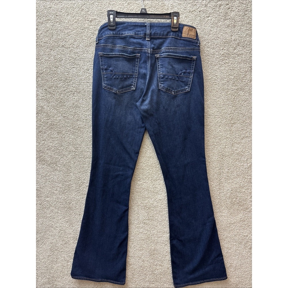 American Eagle Jeans Women's 8 (Meas 30x32) Blue Artist Flare Stretch Dark Denim - Picture 3 of 8